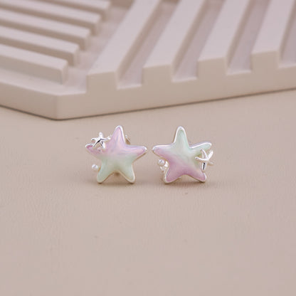 Iridescent Starfish Stud Earrings