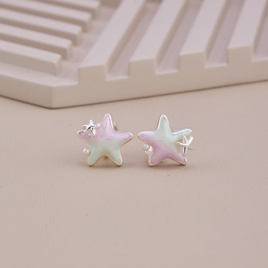 Iridescent Starfish Stud Earrings