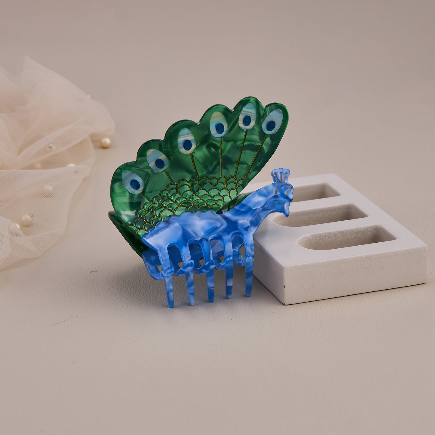 Peacock Design Hair Claw Clip