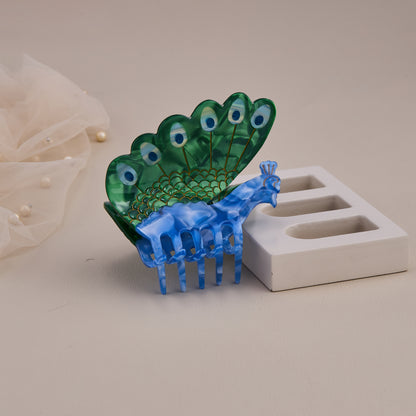 Peacock Design Hair Claw Clip