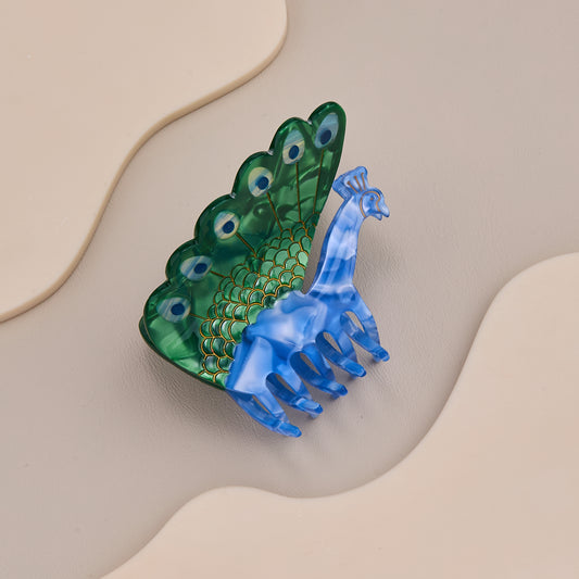 Peacock Design Hair Claw Clip