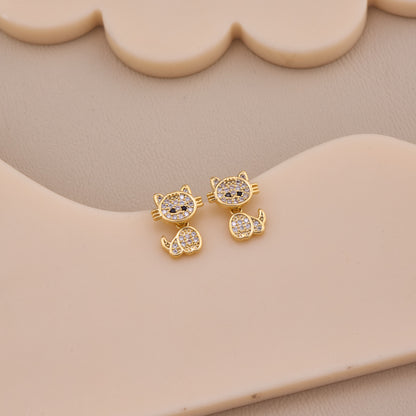 Golden Kitty Sparkle Studs