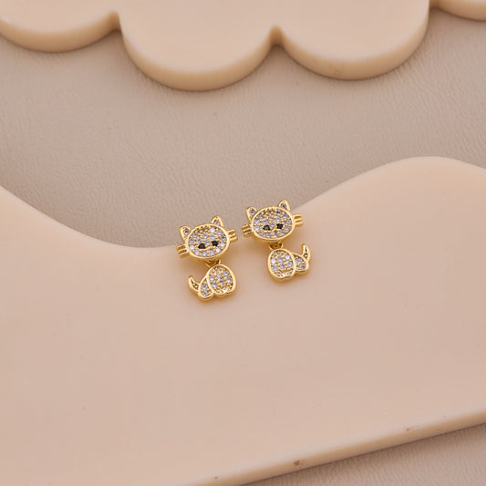 Golden Kitty Sparkle Studs
