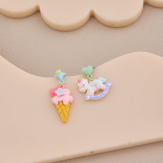 Ice Cream & Unicorn Mismatch Earrings