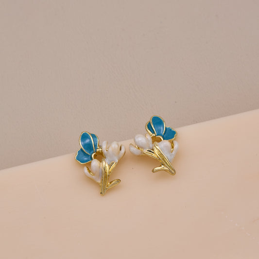 Blue Blossom Floral Earrings