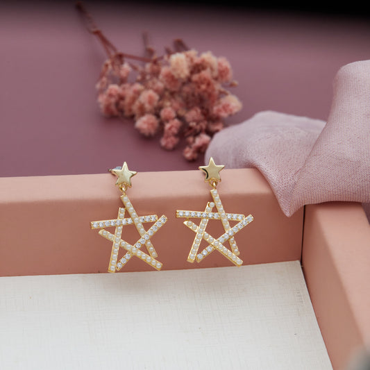 Star Floral Golden Motif Earrings