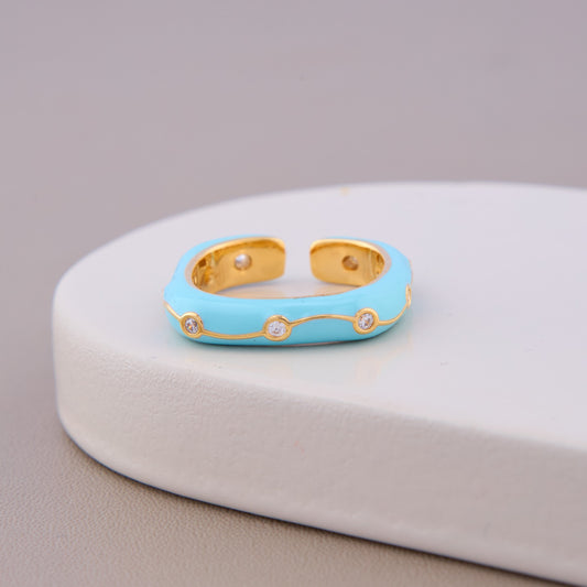 Turquoise Enamel Gold Ring