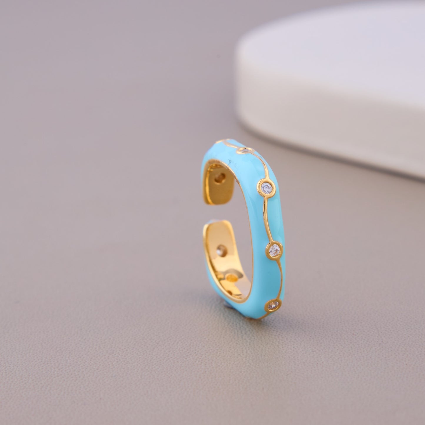 Turquoise Enamel Gold Ring