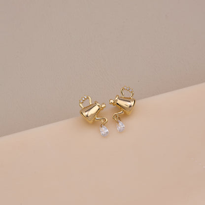 Golden Watering Can Drop Earrings
