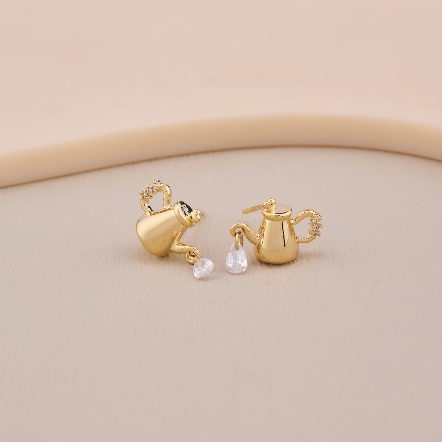 Golden Watering Can Drop Earrings