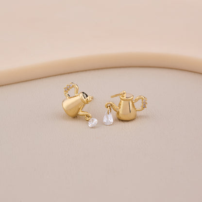 Golden Watering Can Drop Earrings