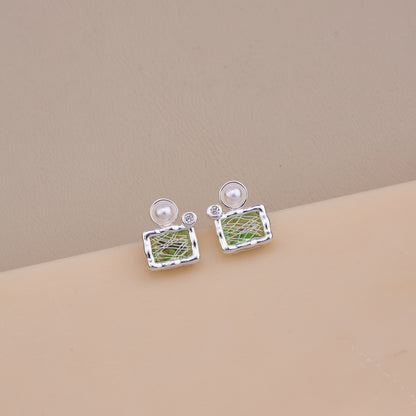 Modern Green Mosaic Earrings