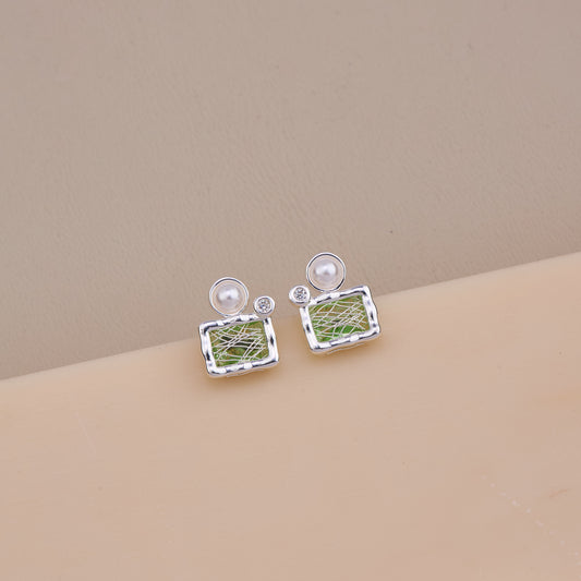 Modern Green Mosaic Earrings