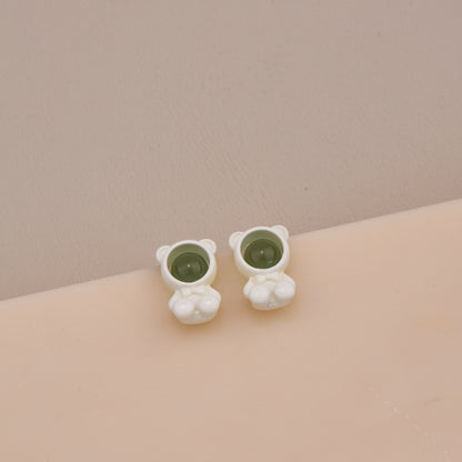Green Gem Teddy Earrings