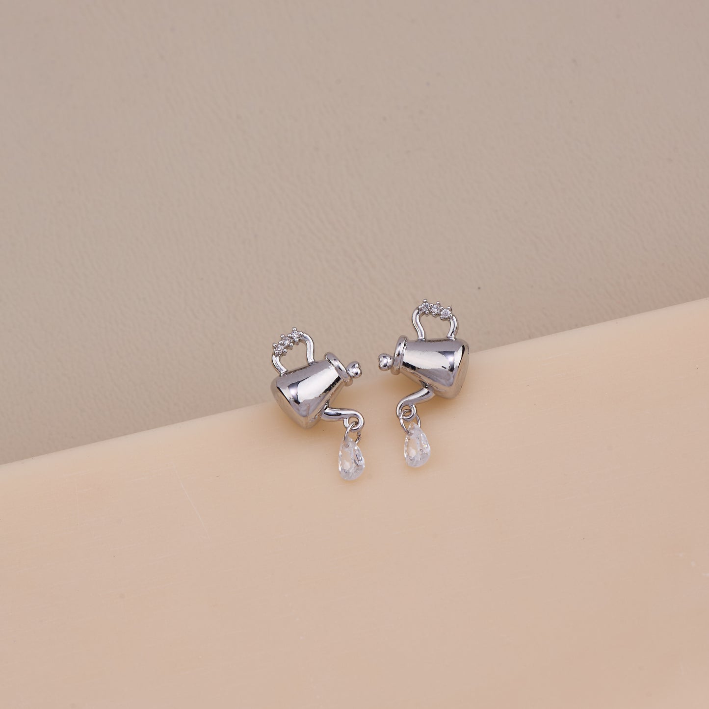 Silver Watering Can Drop Earrings