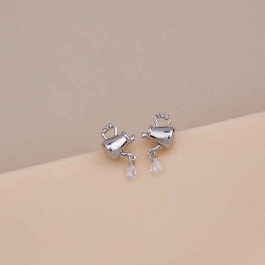 Silver Watering Can Drop Earrings
