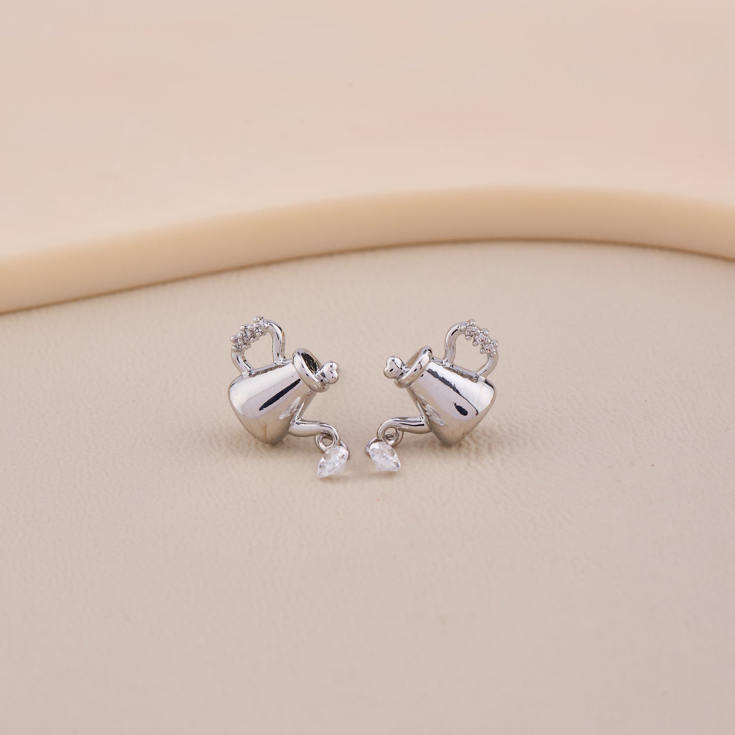 Silver Watering Can Drop Earrings