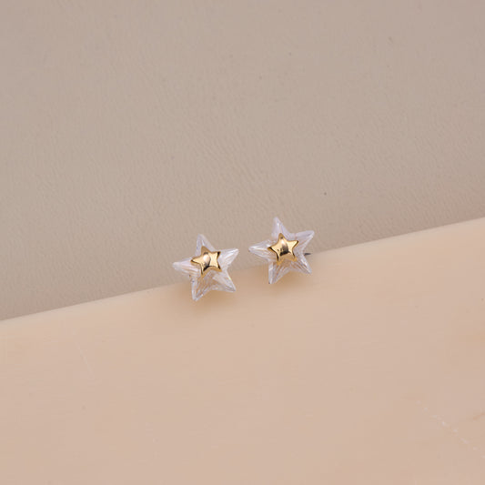 Golden Core Crystal Star Earrings