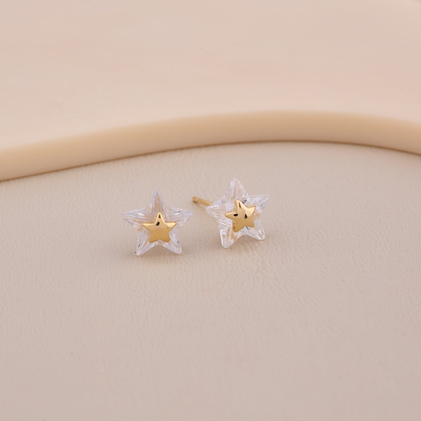 Golden Core Crystal Star Earrings