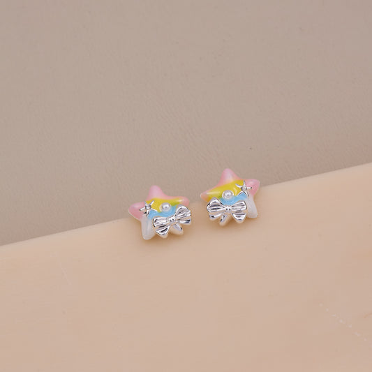 Rainbow Star Bow Earrings