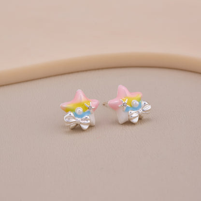 Rainbow Star Bow Earrings