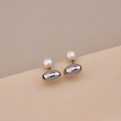 Pearl & Silver Duo Stud Earrings