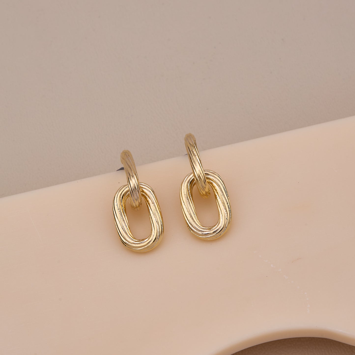 Textured Gold Link Drop Earrings