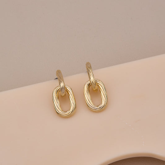 Textured Gold Link Drop Earrings