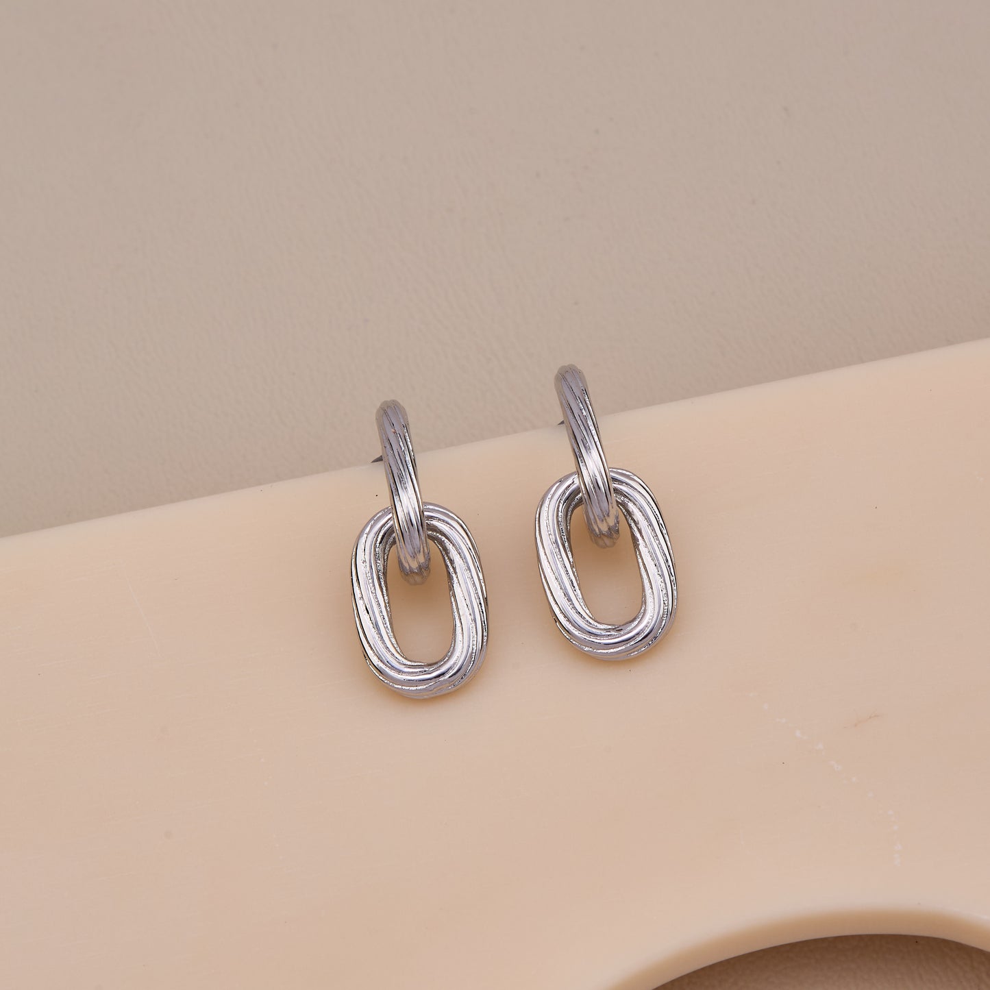 Silver Link Charm Earrings