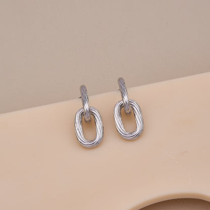 Silver Link Charm Earrings