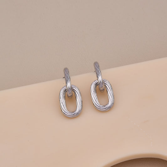 Silver Link Charm Earrings
