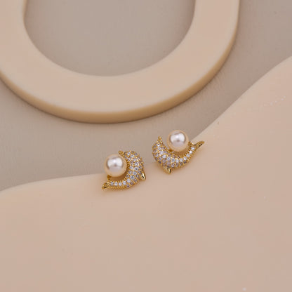 Celeste Pearl Crescent Studs