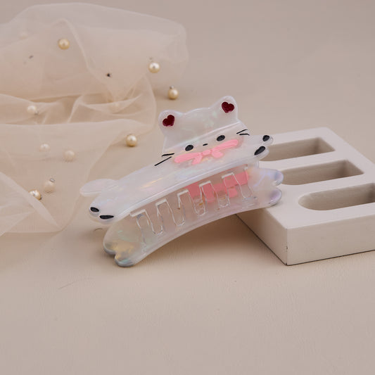 Cute Cat Hair Claw Clip with Pink Bow