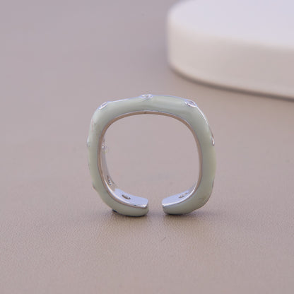 Mint Green Enamel CZ Ring