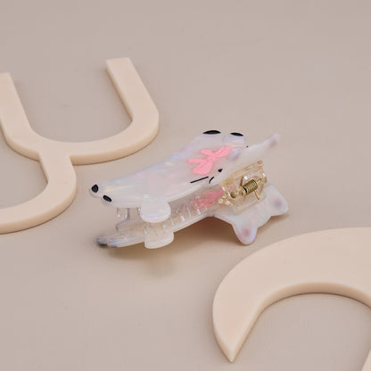 Cute Cat Hair Claw Clip with Pink Bow