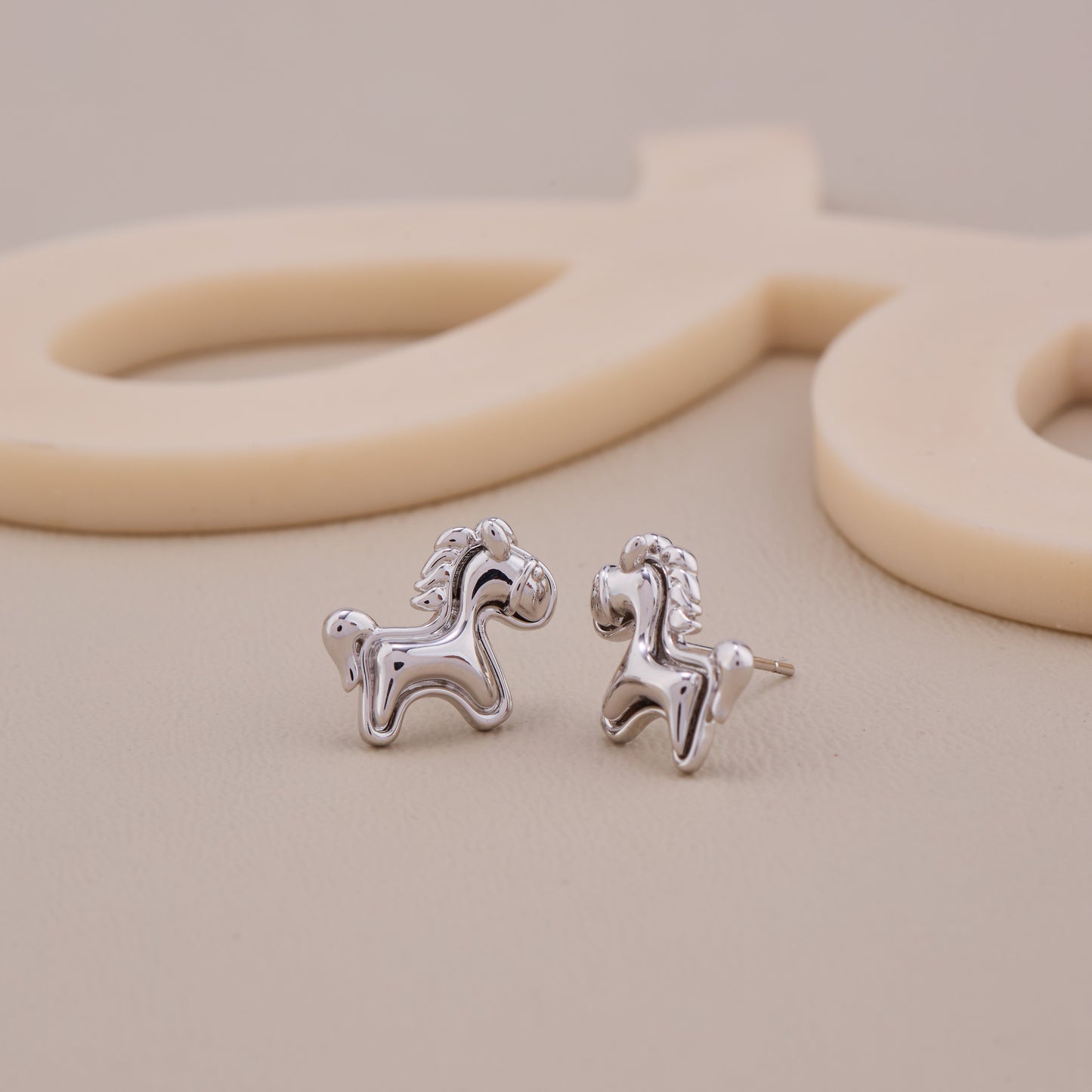 Silver Pony Charm Studs