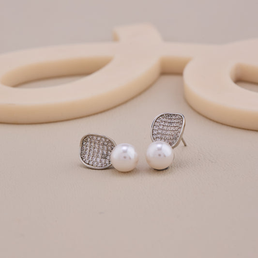 Crystal Bloom Pearl Studs