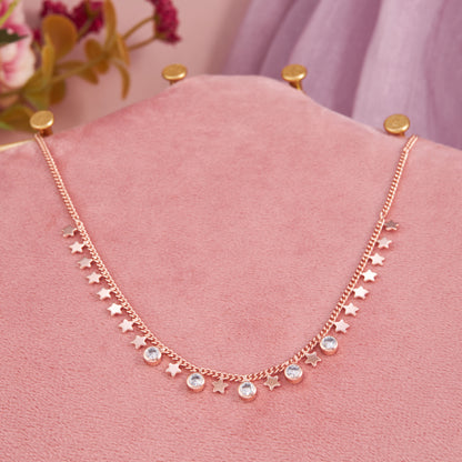 Rose Gold Star & Crystal Charm Necklace by GC Premium Jewellery