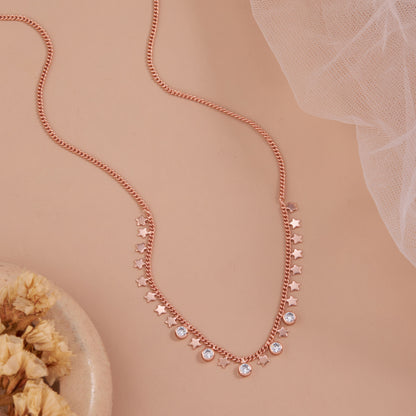 Rose Gold Star & Crystal Charm Necklace by GC Premium Jewellery
