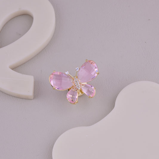 Pink Crystal Butterfly Brooch