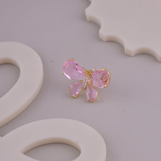 Pink Crystal Butterfly Brooch