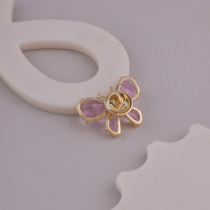 Pink Crystal Butterfly Brooch