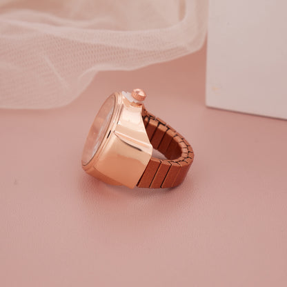 Buy Rose Gold Ring Watch with Cute Cat Dial Design – Chic and Playful Accessory