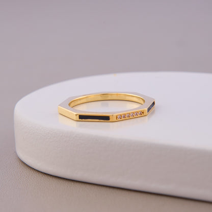 Geometric Black Enamel Ring