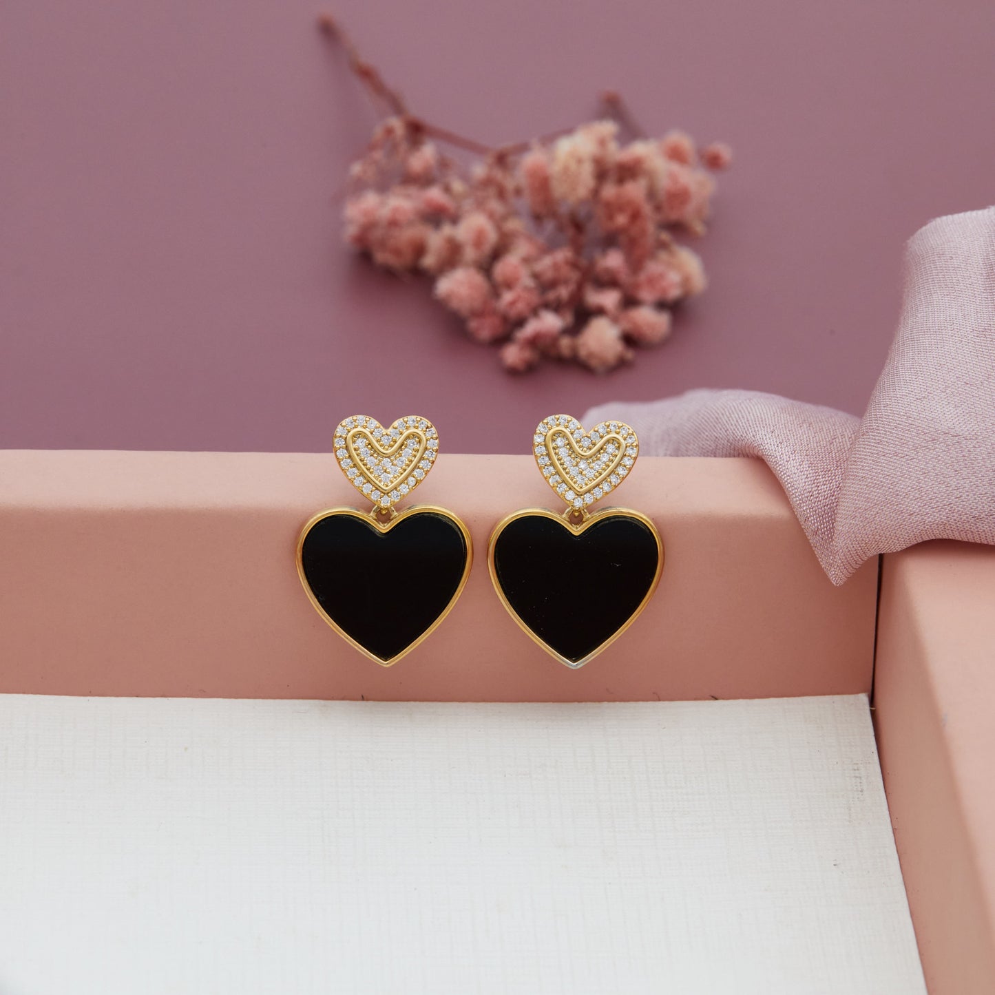 Elegant Black Gold & Diamond Earrings