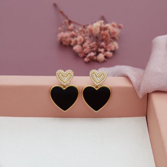 Elegant Black Gold & Diamond Earrings