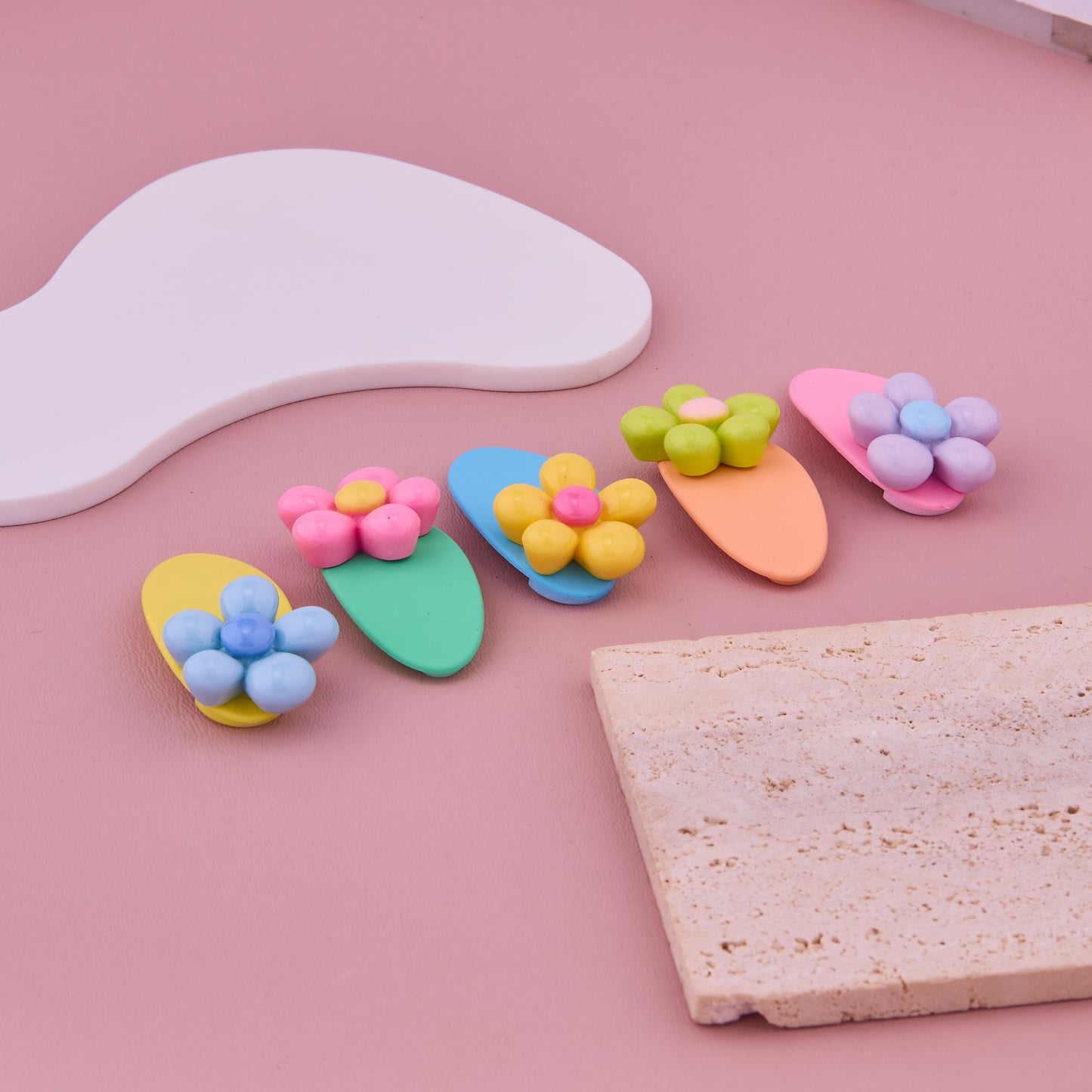 Bubble Flower Hair Clips