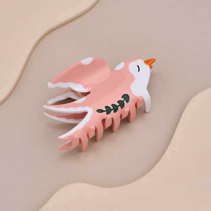 Pink Bird Hair Claw Clip