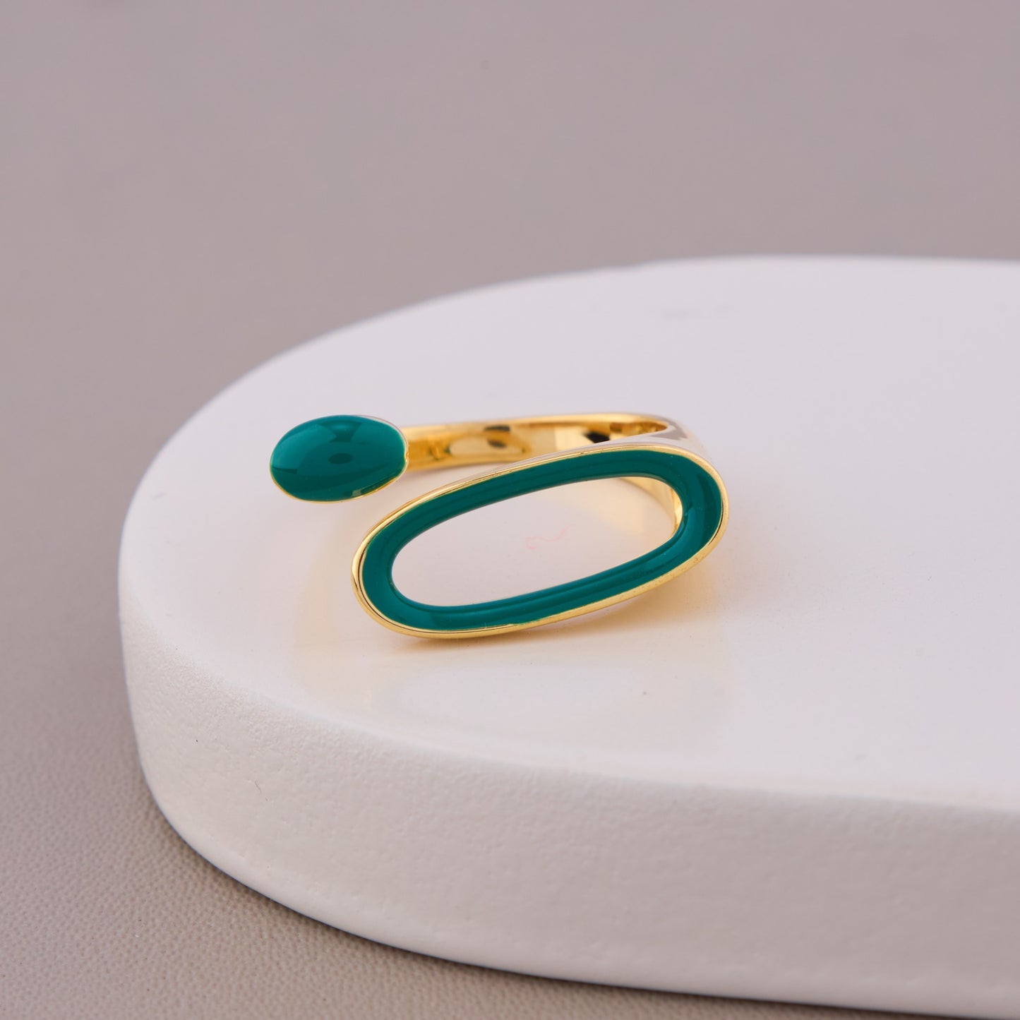 Green Enamel Open Band Ring