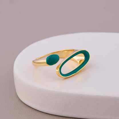 Green Enamel Open Band Ring